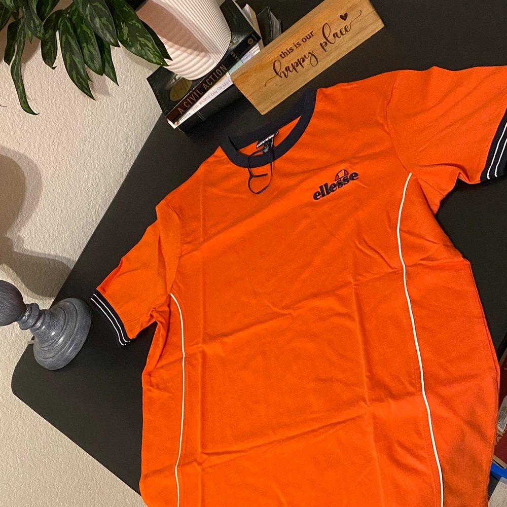 Ellesse Bright Orange Tee with Black and White Accents